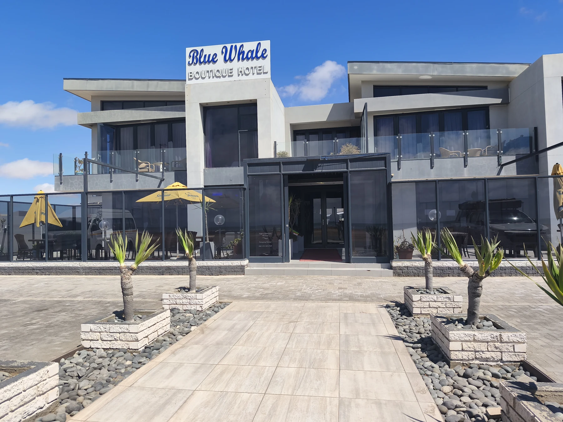 Blue Whale Boutique Hotel exterior in Walvis Bay