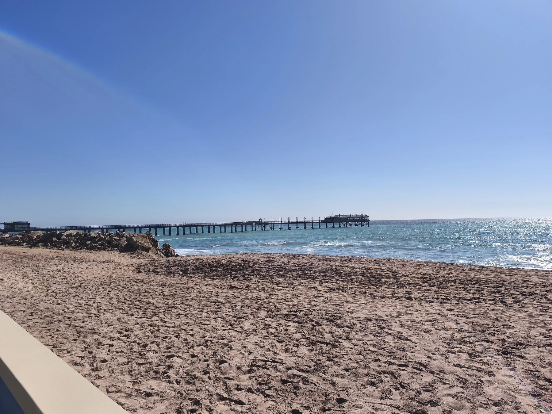 Swakopmund jetty on the coastal road south toward Walvis Bay